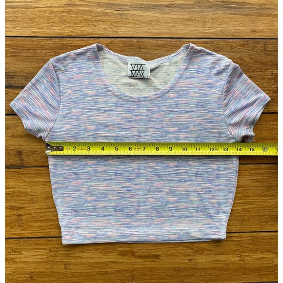 Lightweight Sheer Stretchy Rainbow Sherbert Colors Summer Crop Top - Picture 6 of 7